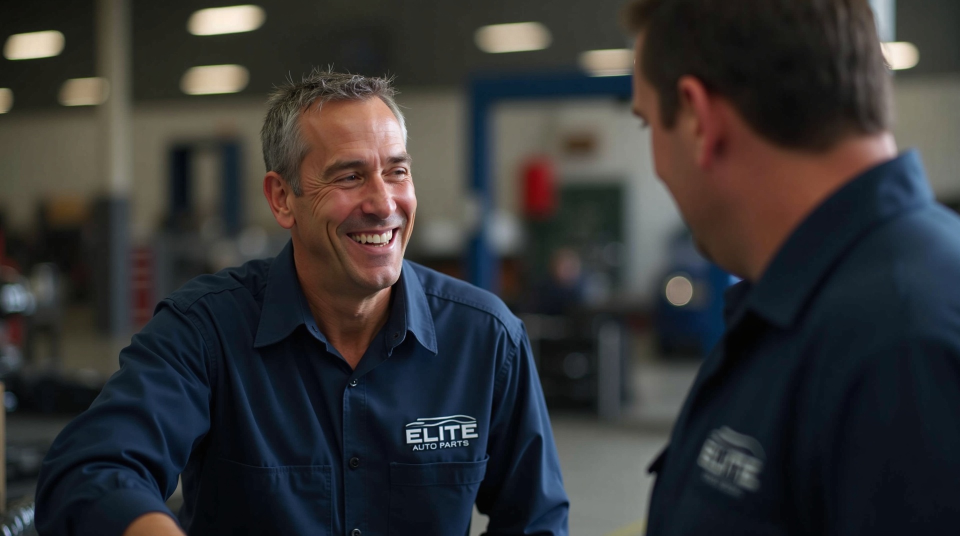 Technicians discussing vehicle repairs